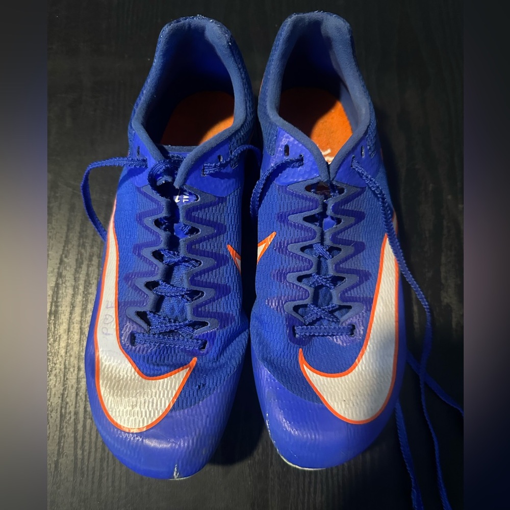 Blue and Orange Track Spike Shoes